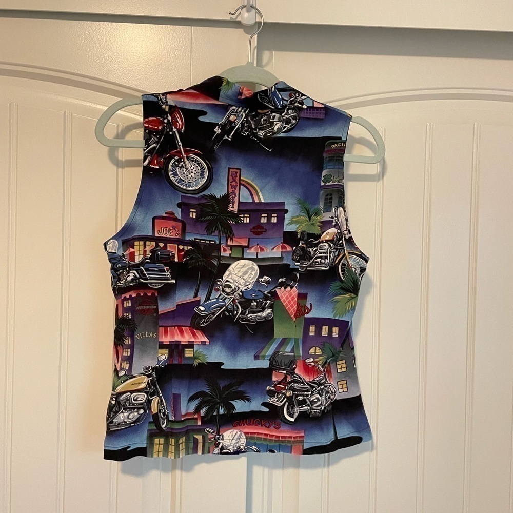 Vintage Harley-Davidson Tori Richard 90’s sleeveless button down tank top medium - Picture 5 of 6